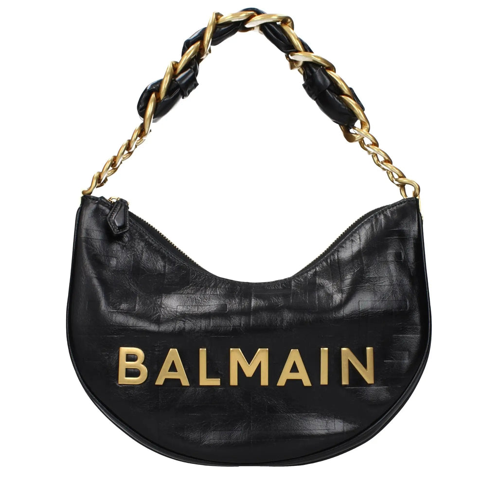 Sac bandoulière Balmain en cuir noir