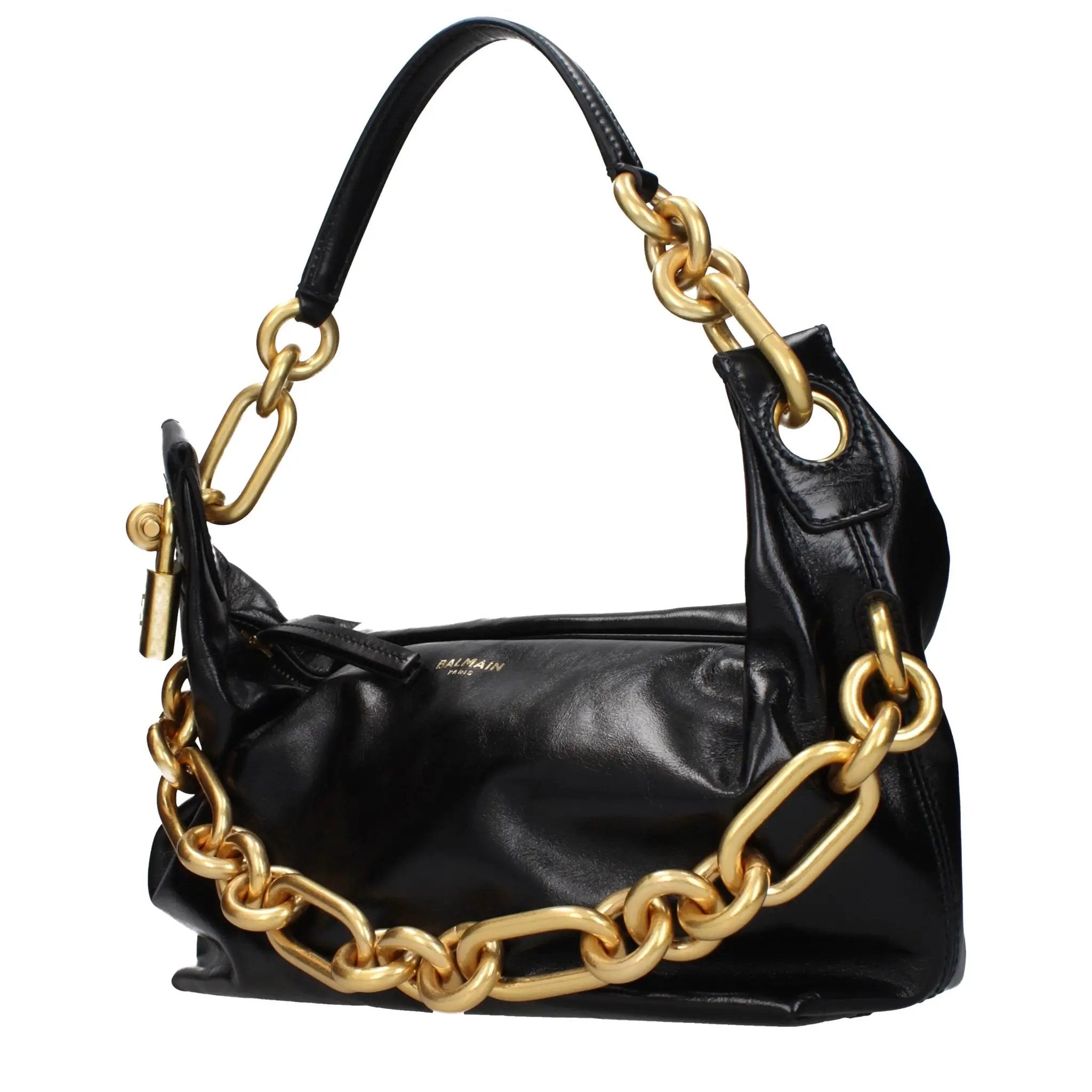 Sac bandoulière Balmain en cuir noir