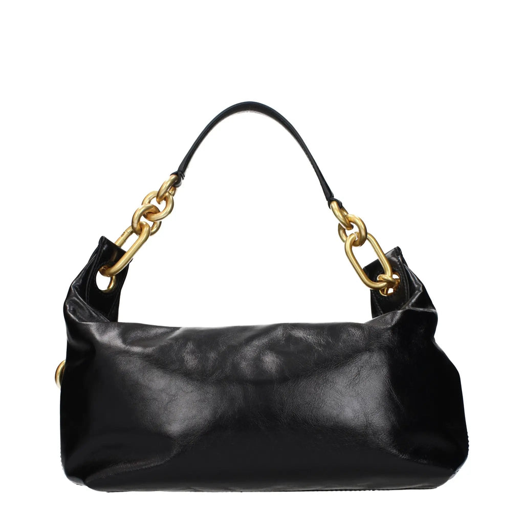 Sac bandoulière Balmain en cuir noir