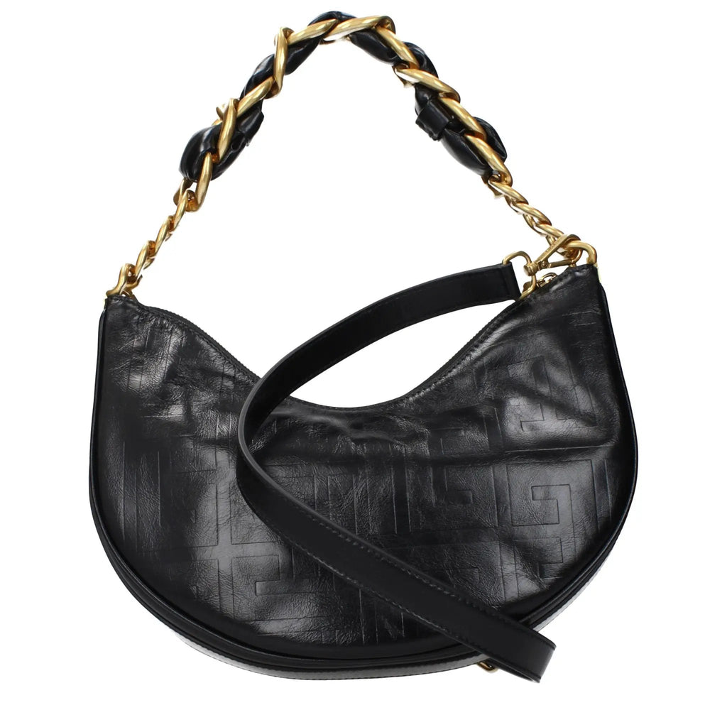 Sac bandoulière Balmain en cuir noir