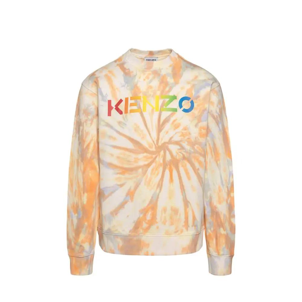 Men’s Orange Cotton Sweatshirt – Kenzo Logo Crew Neck