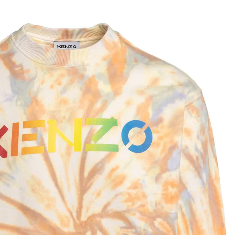Men’s Orange Cotton Sweatshirt – Kenzo Logo Crew Neck
