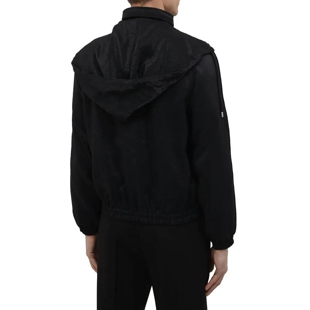 Bomber technique homme noir – Blouson zippé Saint Laurent avec capuche dissimulée