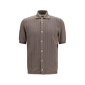 Chemise à manches courtes en coton marron Brunello Cucinelli