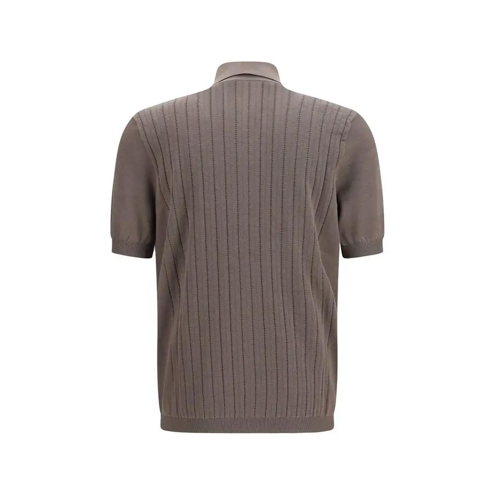 Chemise à manches courtes en coton marron Brunello Cucinelli