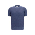 Brunello Cucinelli T-shirt en lin bleu