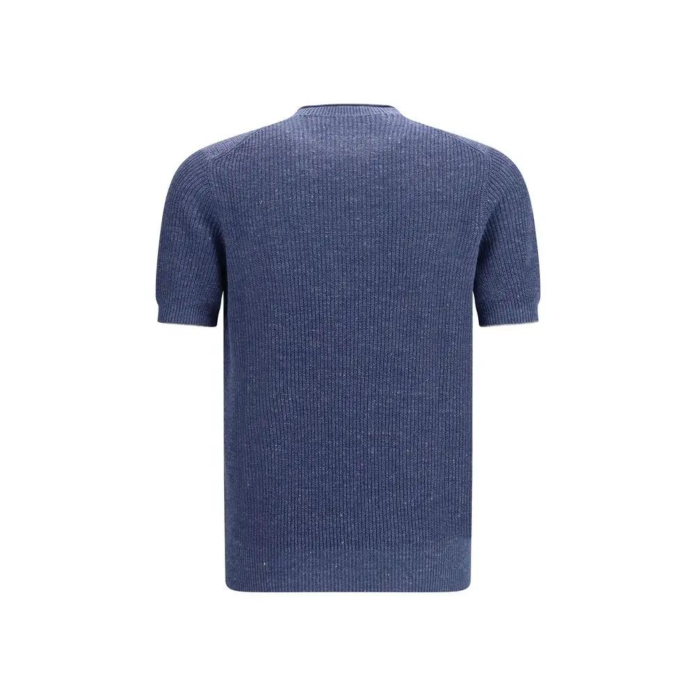 Brunello Cucinelli T-shirt en lin bleu