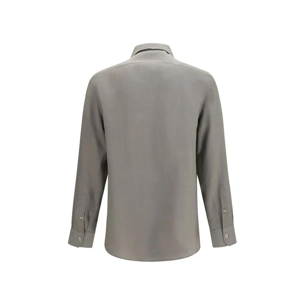 Chemise habillée bicolore en lin Brunello Cucinelli