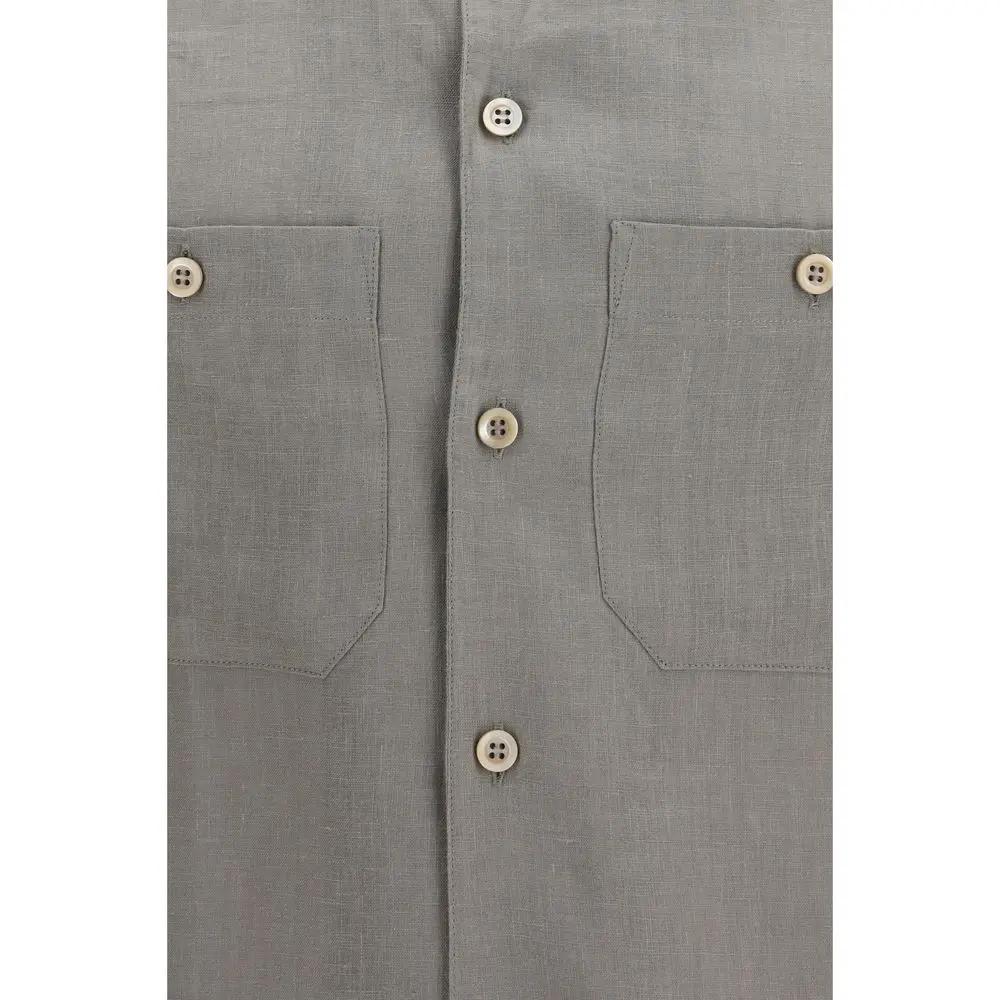Chemise habillée bicolore en lin Brunello Cucinelli