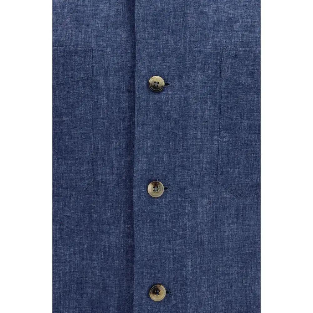 Brunello Cucinelli Blue Linen Blouse