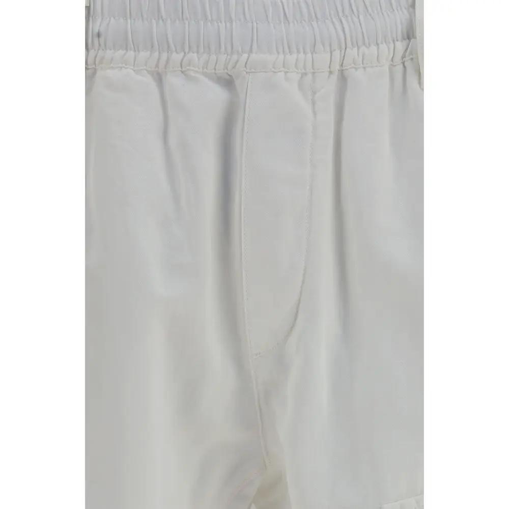 C.P. Company White Cotton Cargo Pants