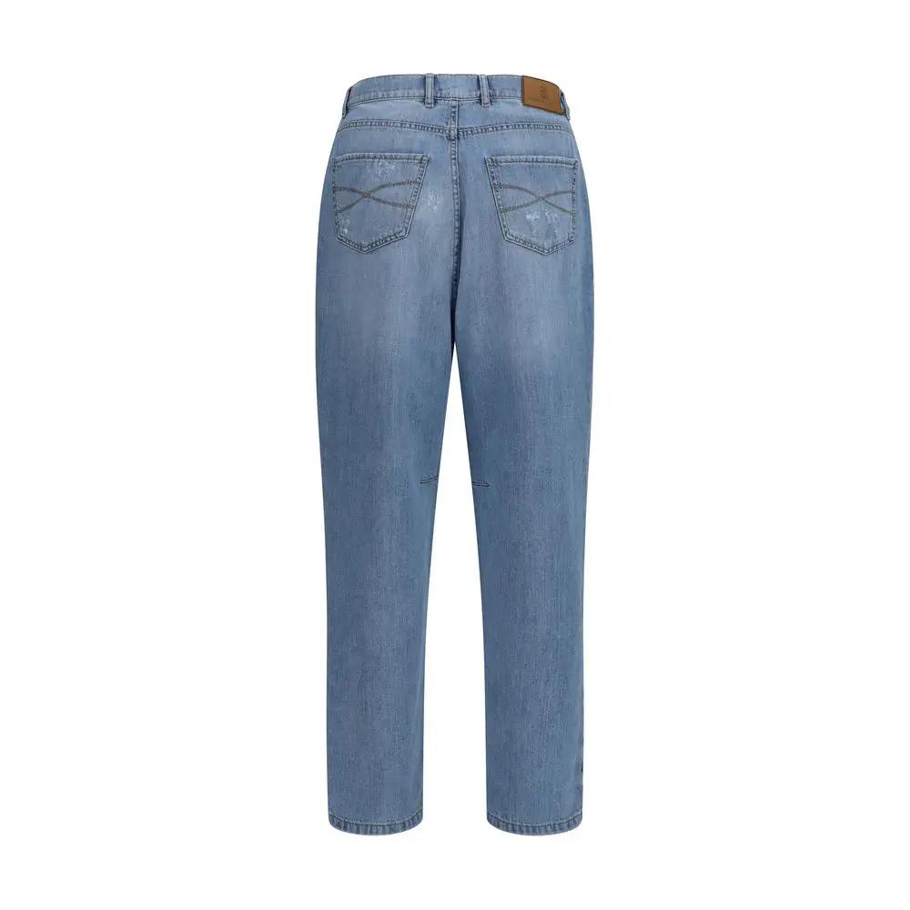 Jean droit en coton bleu Brunello Cucinelli