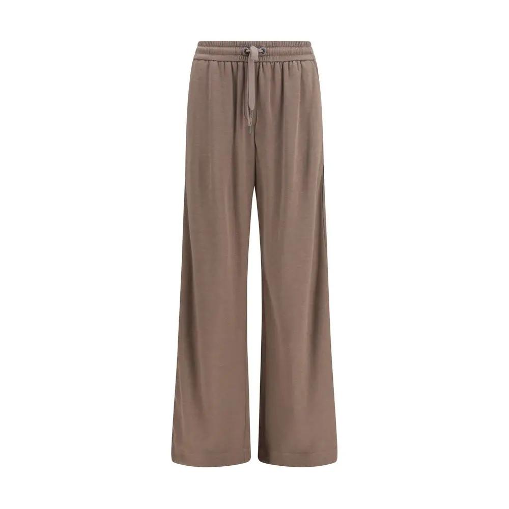 Pantalon de jogging en coton et soie pour femme – Pantalon à jambe large avec cordon de serrage Brunello Cucinelli PE26