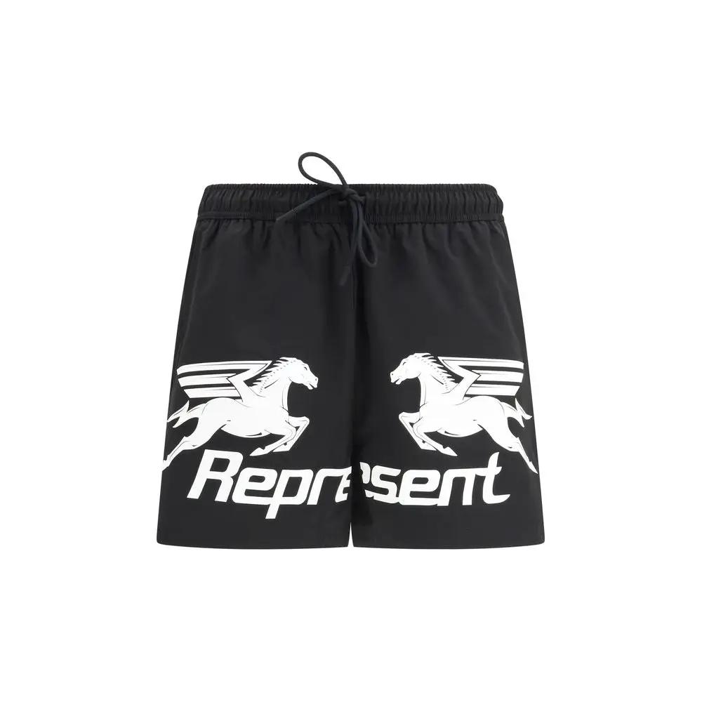 Represent Black Polyester Shorts