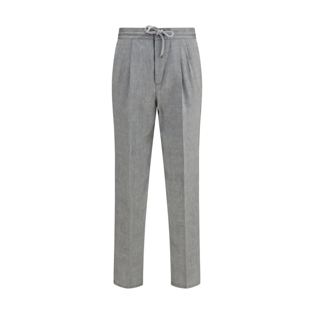 Brunello Cucinelli Pantalon décontracté en lin gris