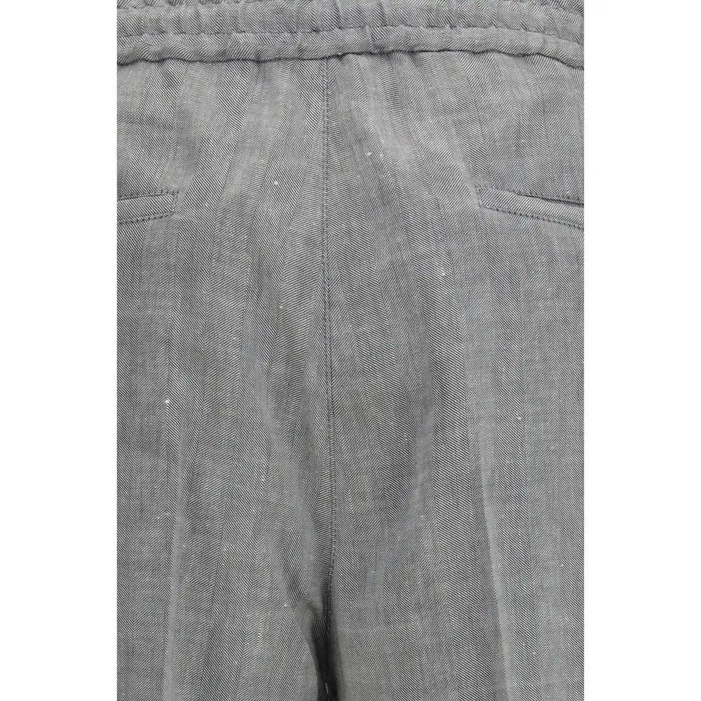 Brunello Cucinelli Pantalon décontracté en lin gris