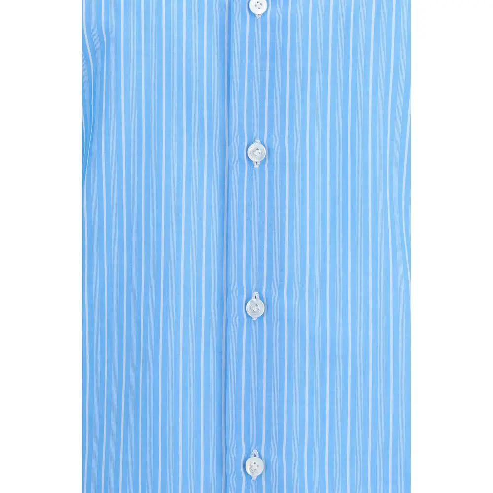 Chemise Finamore bleue en coton à motifs