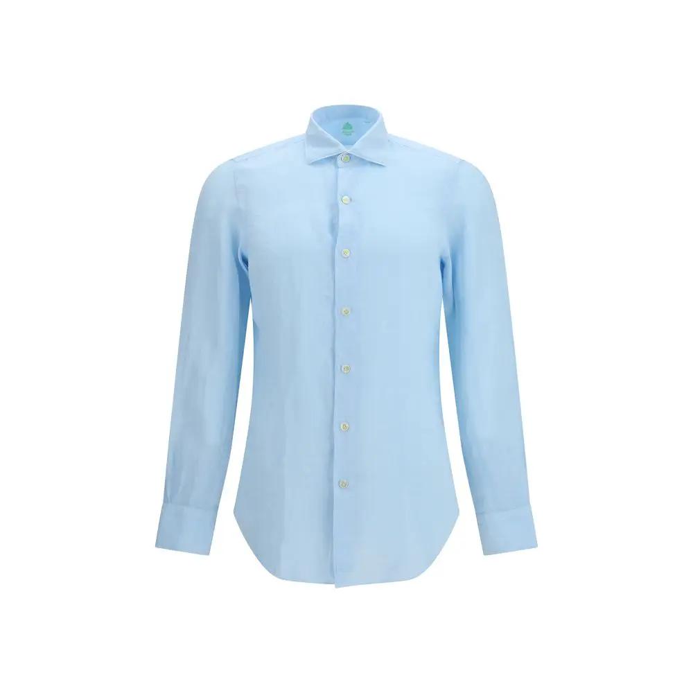 Finamore Blue Linen Longsleeve Shirt