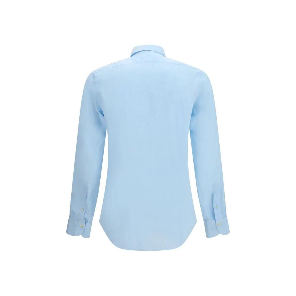 Finamore Blue Linen Longsleeve Shirt