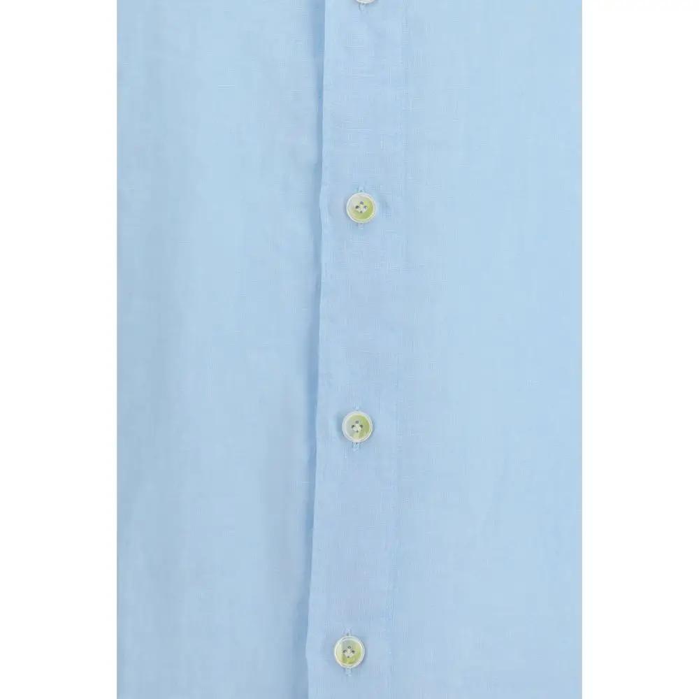 Finamore Blue Linen Longsleeve Shirt