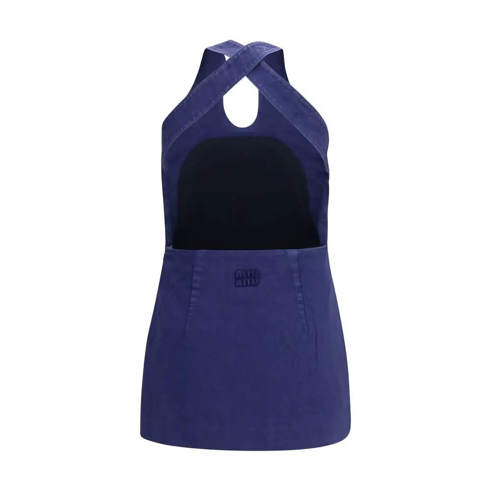 Robe décontractée en coton bleu Miu Miu