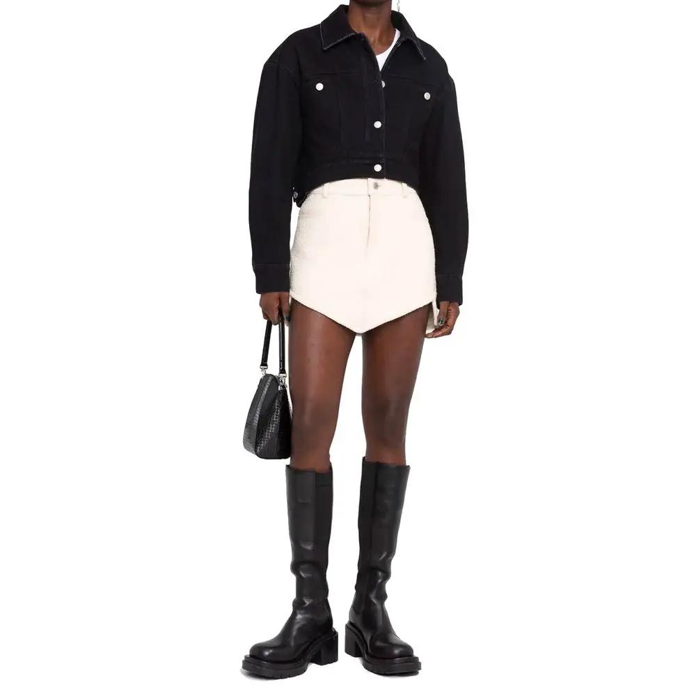 Veste denim noire cropped femme – Alexander McQueen coupe courte