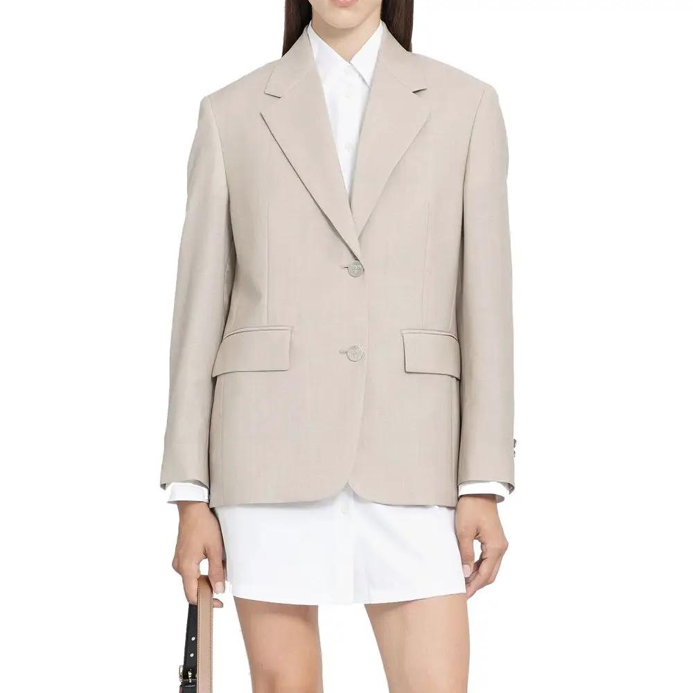 Women’s Beige Mohair Blend Blazer – Prada Tailored Button Jacket