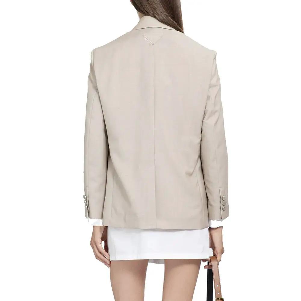 Women’s Beige Mohair Blend Blazer – Prada Tailored Button Jacket