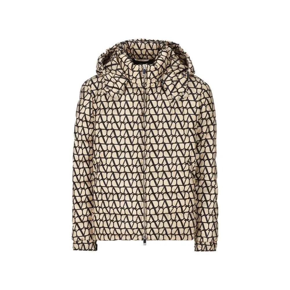 Men’s Beige Down Coat – Valentino Garavani Hooded Padded Jacket