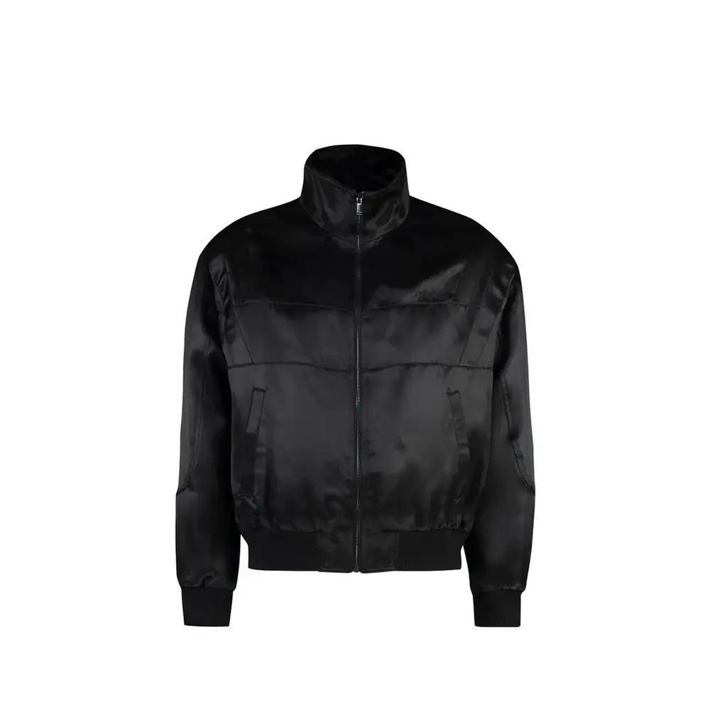 Bomber noir soie homme – Saint Laurent veste zip logo brodé
