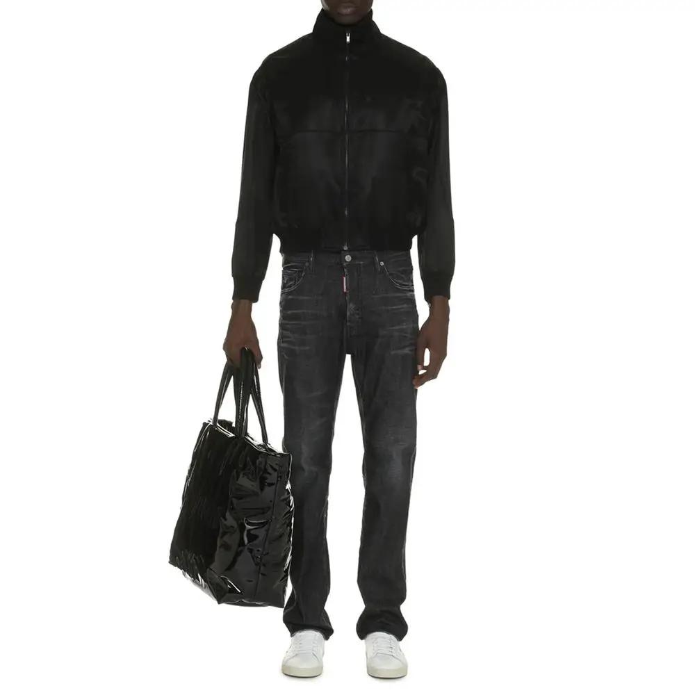 Bomber noir soie homme – Saint Laurent veste zip logo brodé