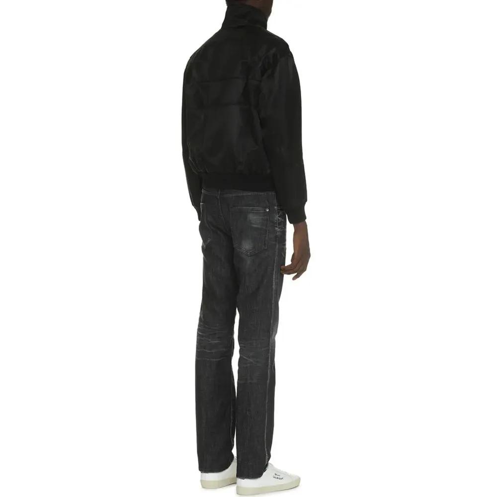 Bomber noir soie homme – Saint Laurent veste zip logo brodé