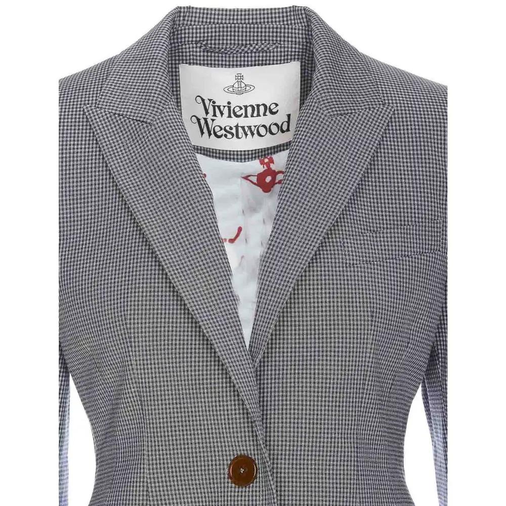Women’s Black Check Cotton Blazer – Vivienne Westwood Single-Button Tailored Jacket