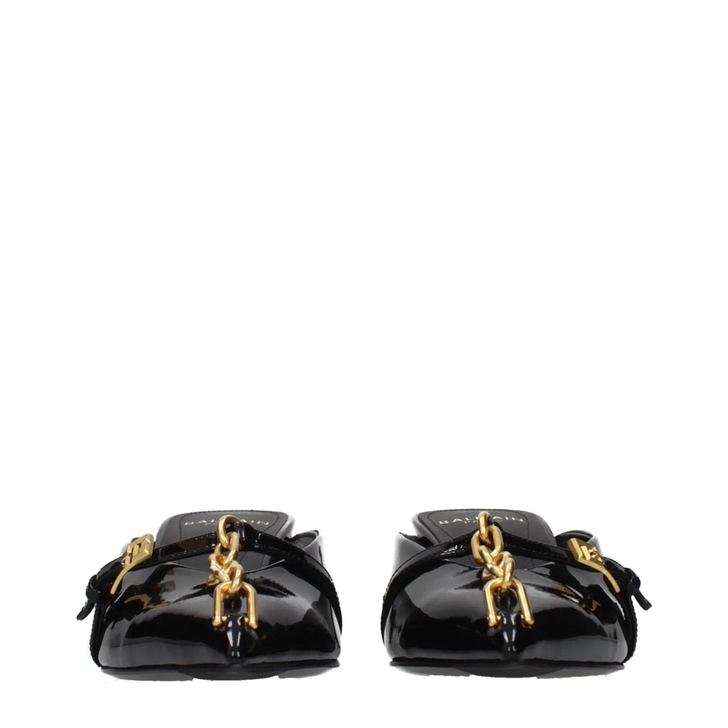 Balmain Black Leather Platform Sandals