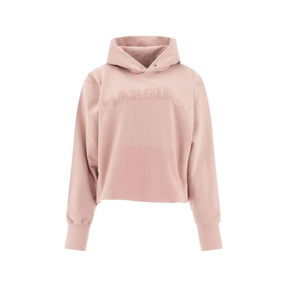 Women’s Multicolor Cotton Hoodie – Maison Margiela Faded Effect Raw Hem Sweatshirt