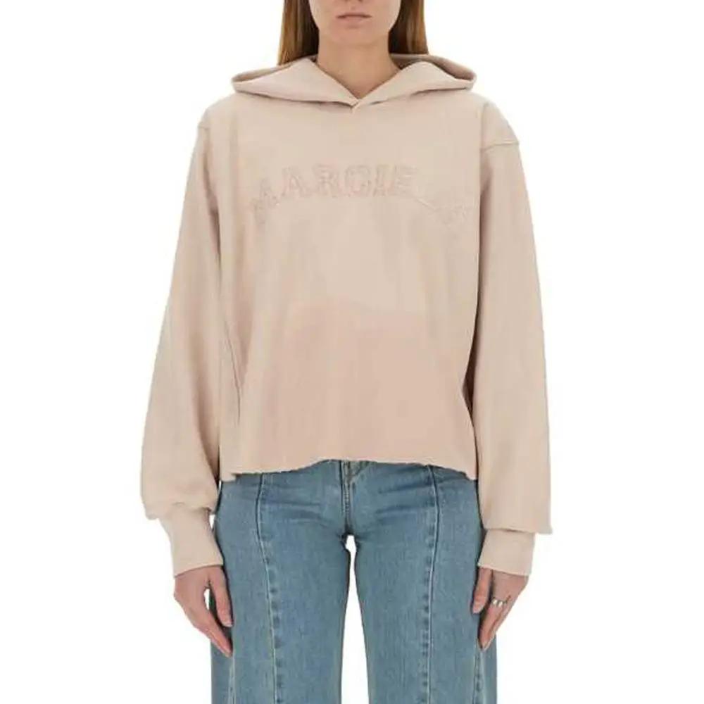 Women’s Multicolor Cotton Hoodie – Maison Margiela Faded Effect Raw Hem Sweatshirt