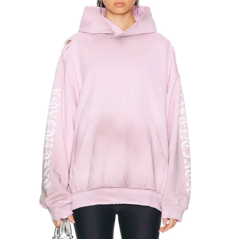 Sweat à capuche multicolore femme – Balenciaga effet usé logo côté