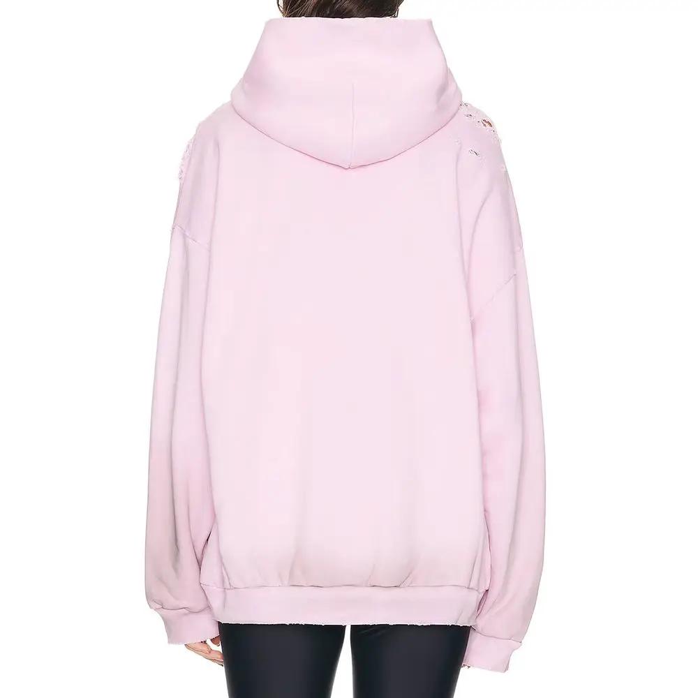 Sweat à capuche multicolore femme – Balenciaga effet usé logo côté