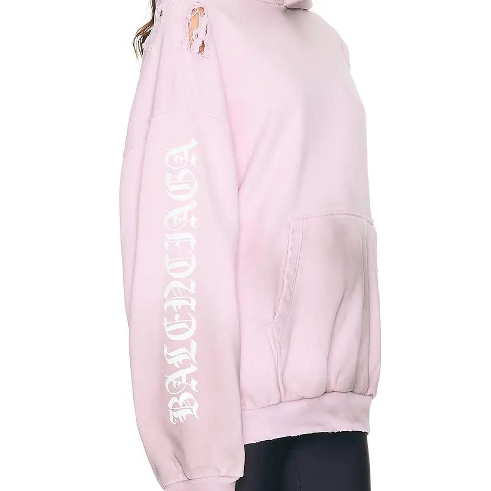 Sweat à capuche multicolore femme – Balenciaga effet usé logo côté