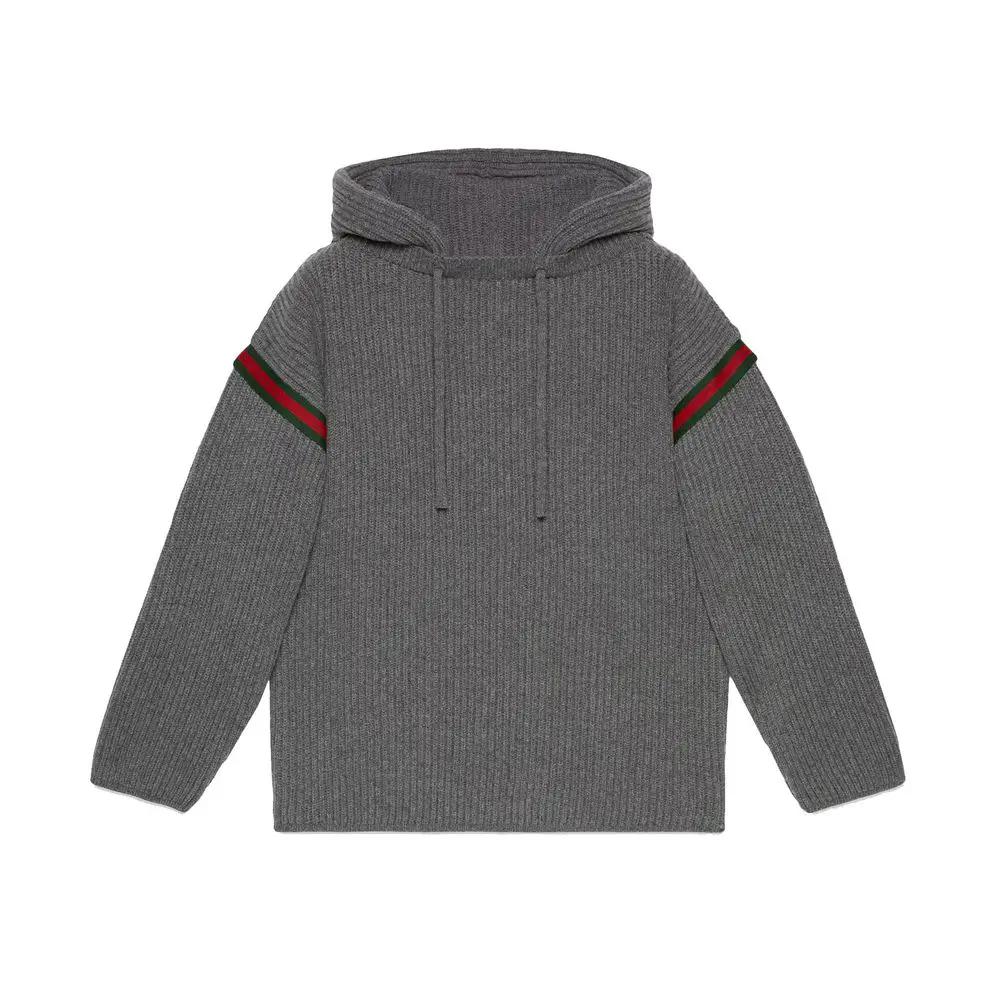 Sweat à capuche gris cachemire homme – Gucci bande Web