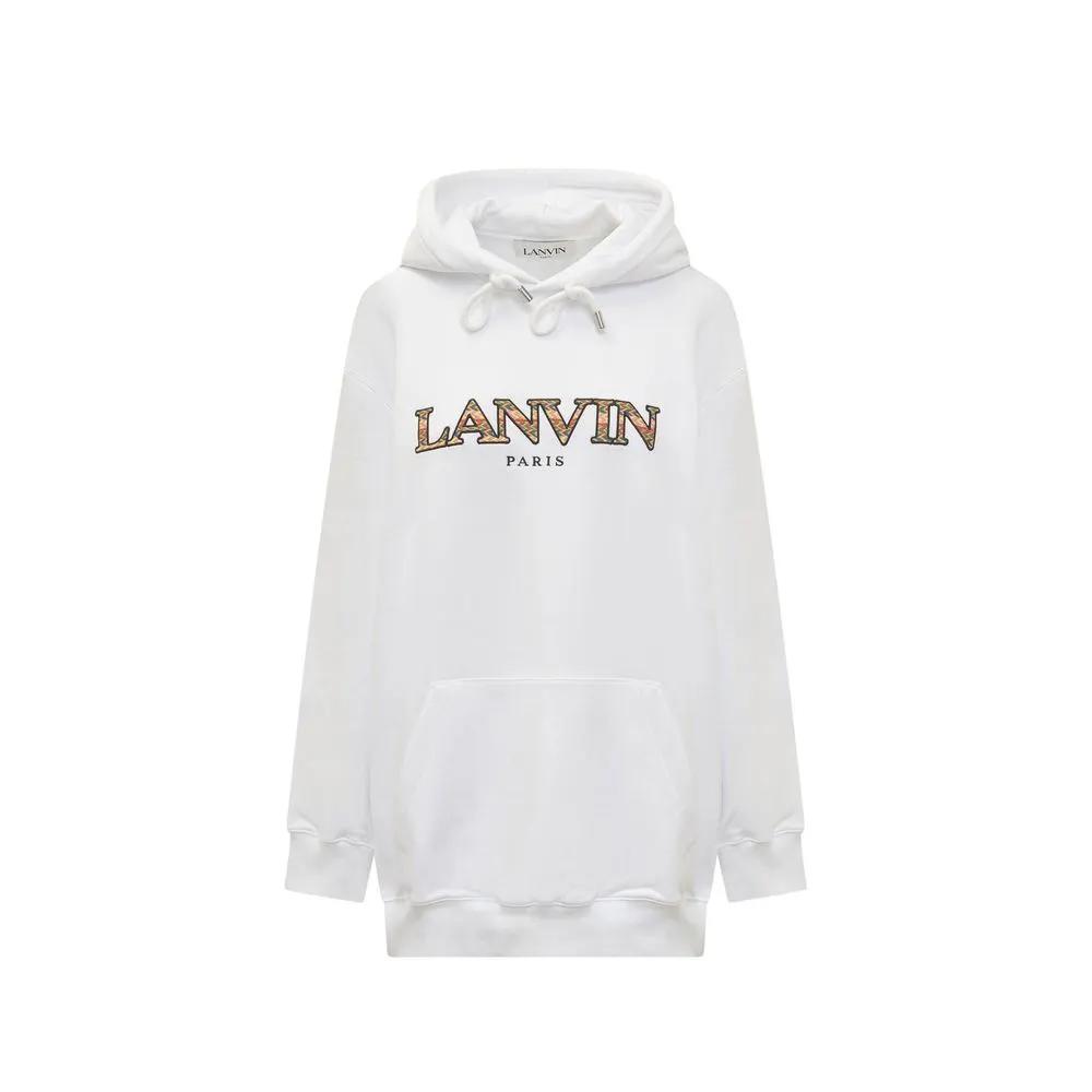 Sweat à capuche blanc oversize femme – Lanvin logo brodé