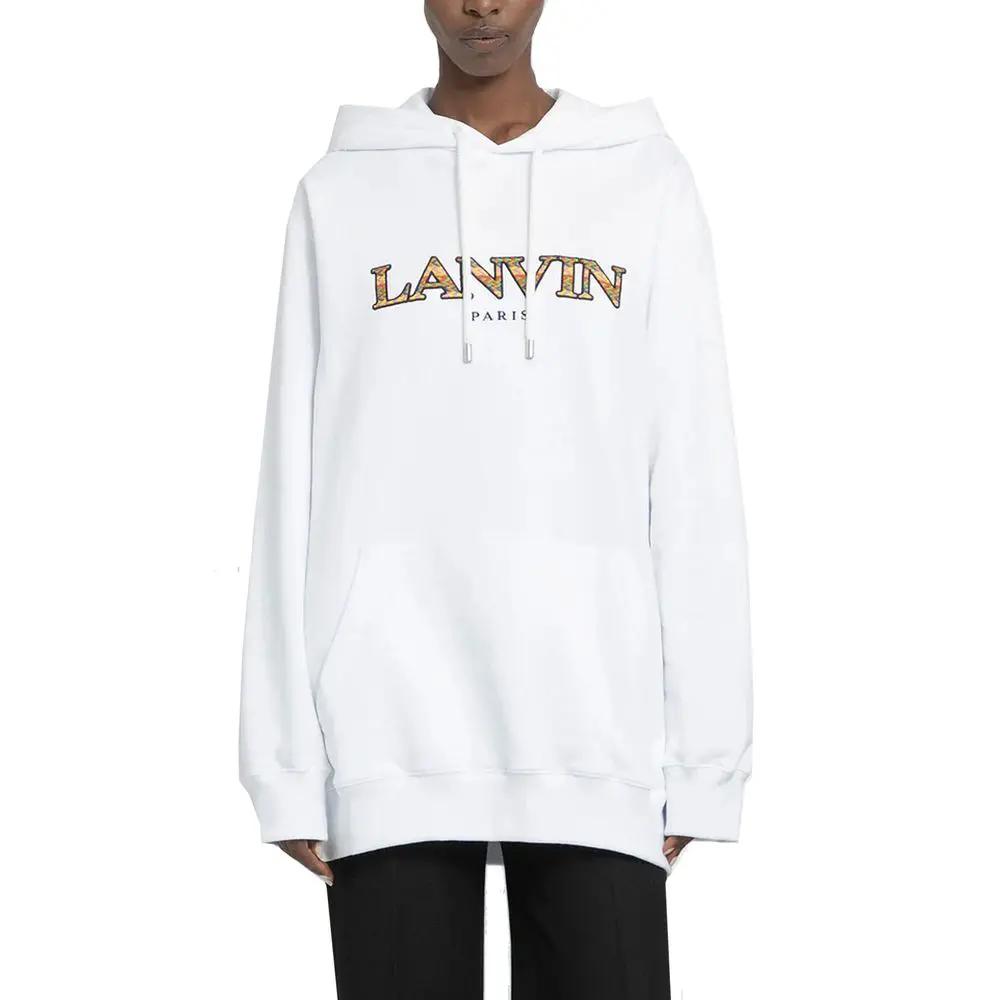 Sweat à capuche blanc oversize femme – Lanvin logo brodé