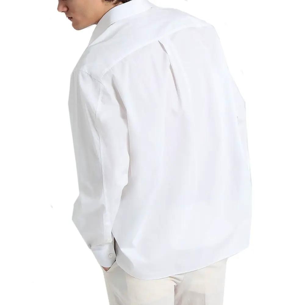 Men’s White Cotton Dress Shirt – Valentino Embroidered Button-Up Shirt