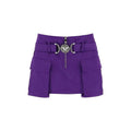 Women’s Purple Satin Mini Skirt – Versace Cargo Style Viscose Skirt Made in Italy