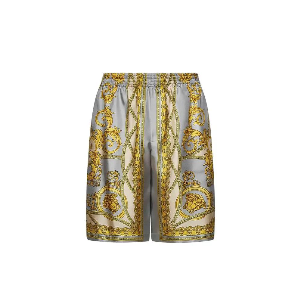 Versace Gray Silk Bermuda Shorts