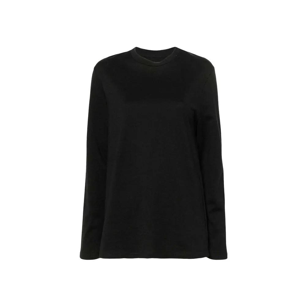T-shirt à manches longues en coton noir Jil Sander