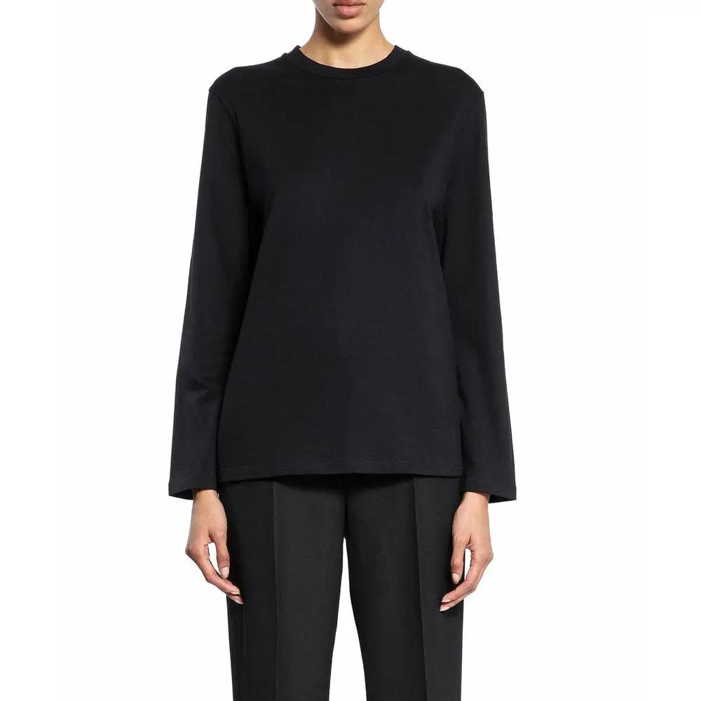 T-shirt à manches longues en coton noir Jil Sander