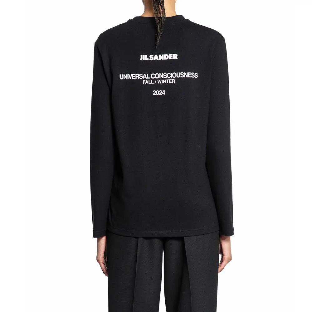 T-shirt à manches longues en coton noir Jil Sander