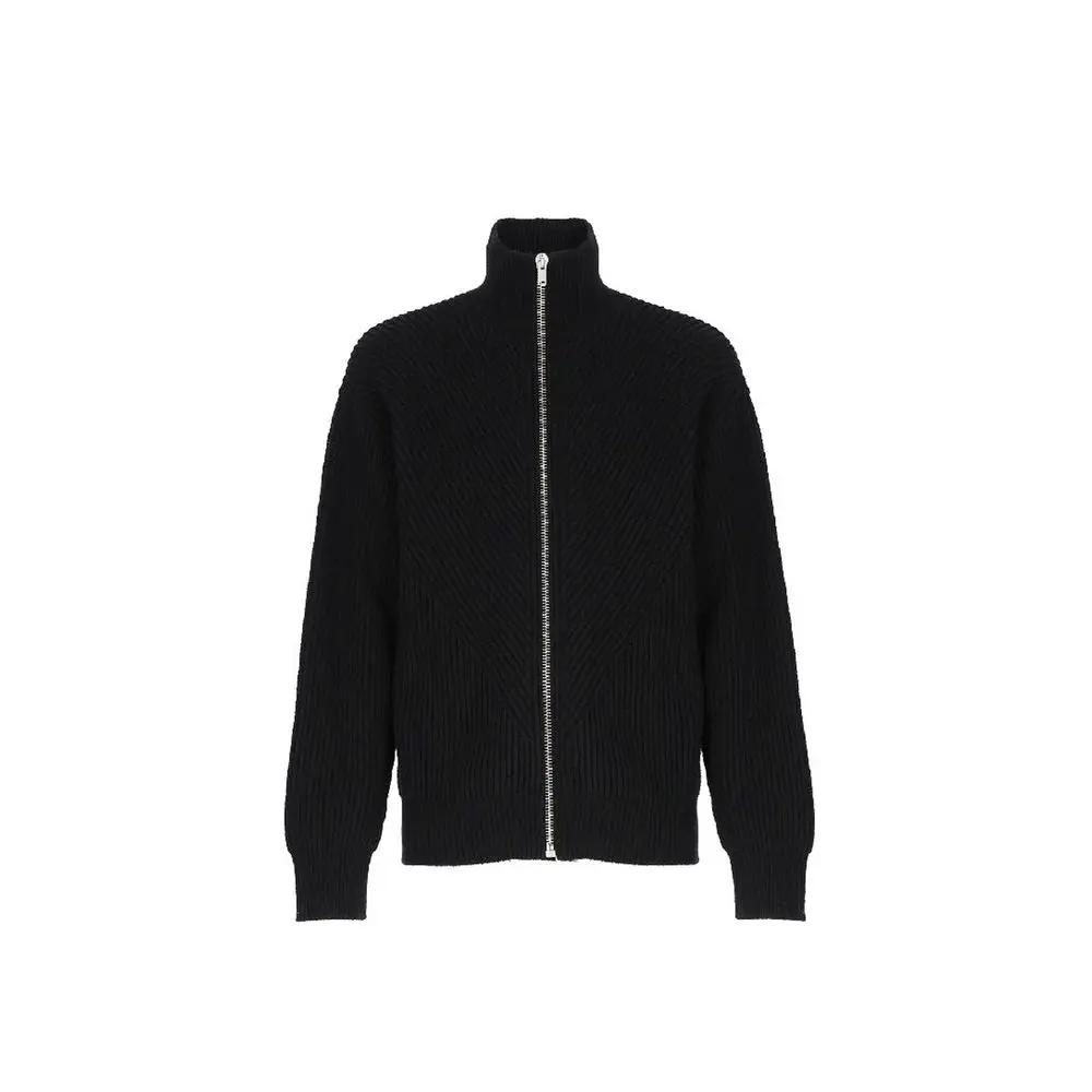 Cardigan en cuir d'alpaga noir Jil Sander