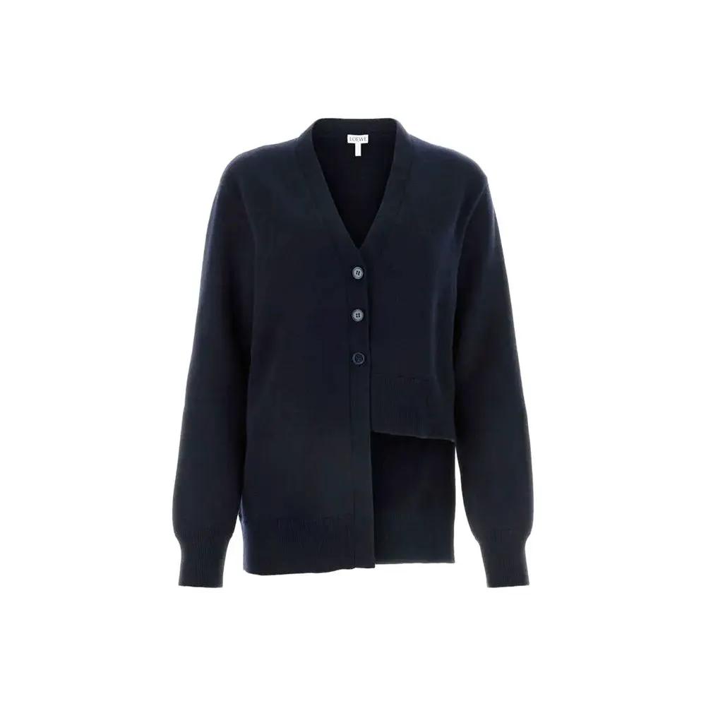 Women’s Blue Cashmere Cardigan – Loewe Asymmetric V-Neck Knit